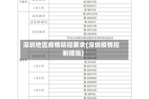 深圳地区疫情防控要求(深圳疫情控制措施)