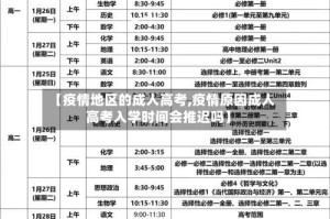 【疫情地区的成人高考,疫情原因成人高考入学时间会推迟吗】
