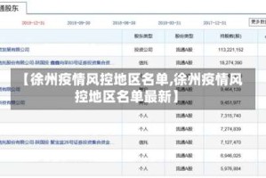 【徐州疫情风控地区名单,徐州疫情风控地区名单最新】
