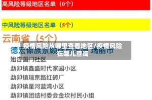 疫情风险从哪里查看地区/疫情风险在哪儿查询