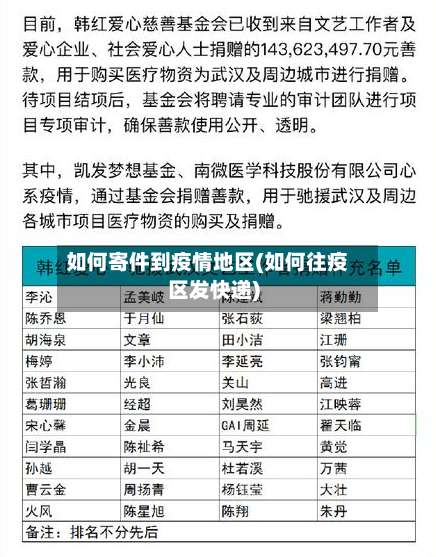 如何寄件到疫情地区(如何往疫区发快递)-第1张图片